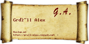 Grüll Alex névjegykártya